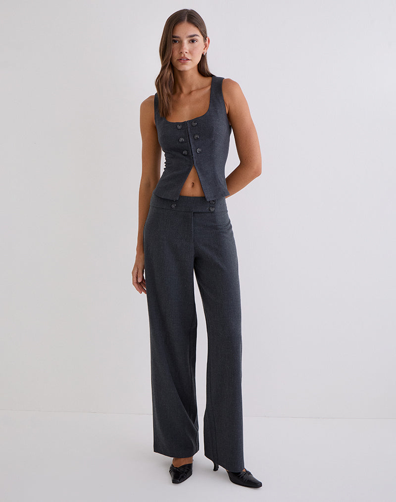 Arisyo Wide Leg Trouser in Tailoring Grey Blue