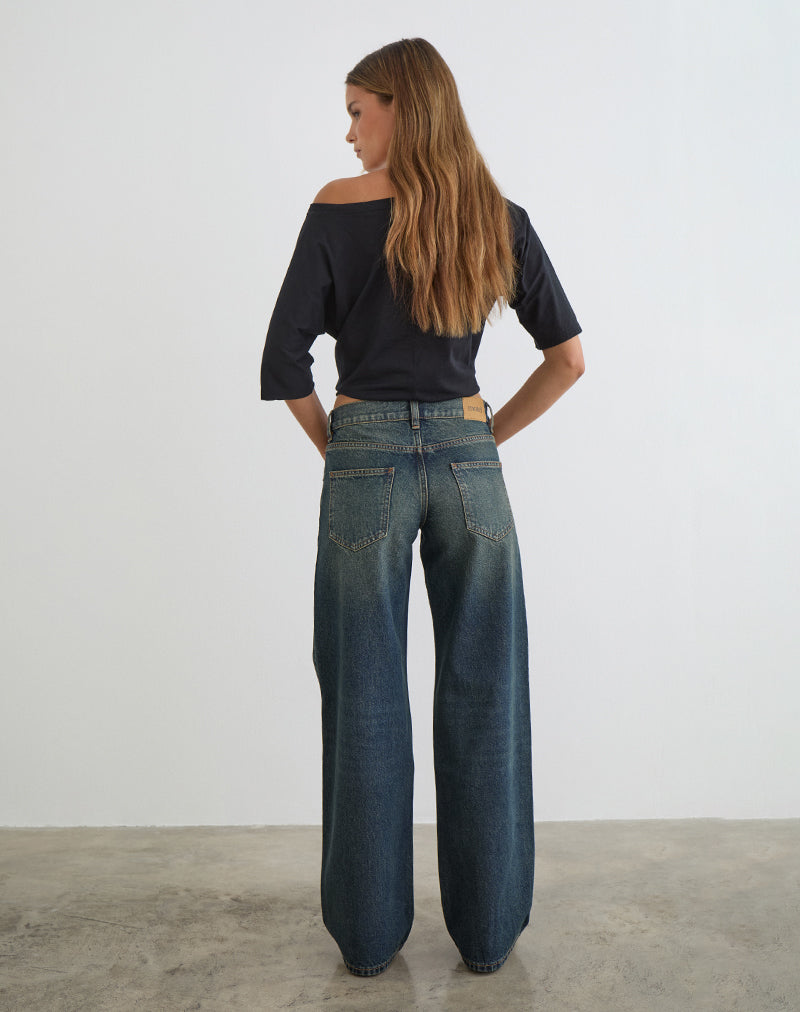 Low Rise Parallel Jeans in Dirty Green