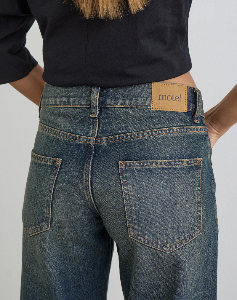 Low Rise Parallel Jeans in Dirty Green