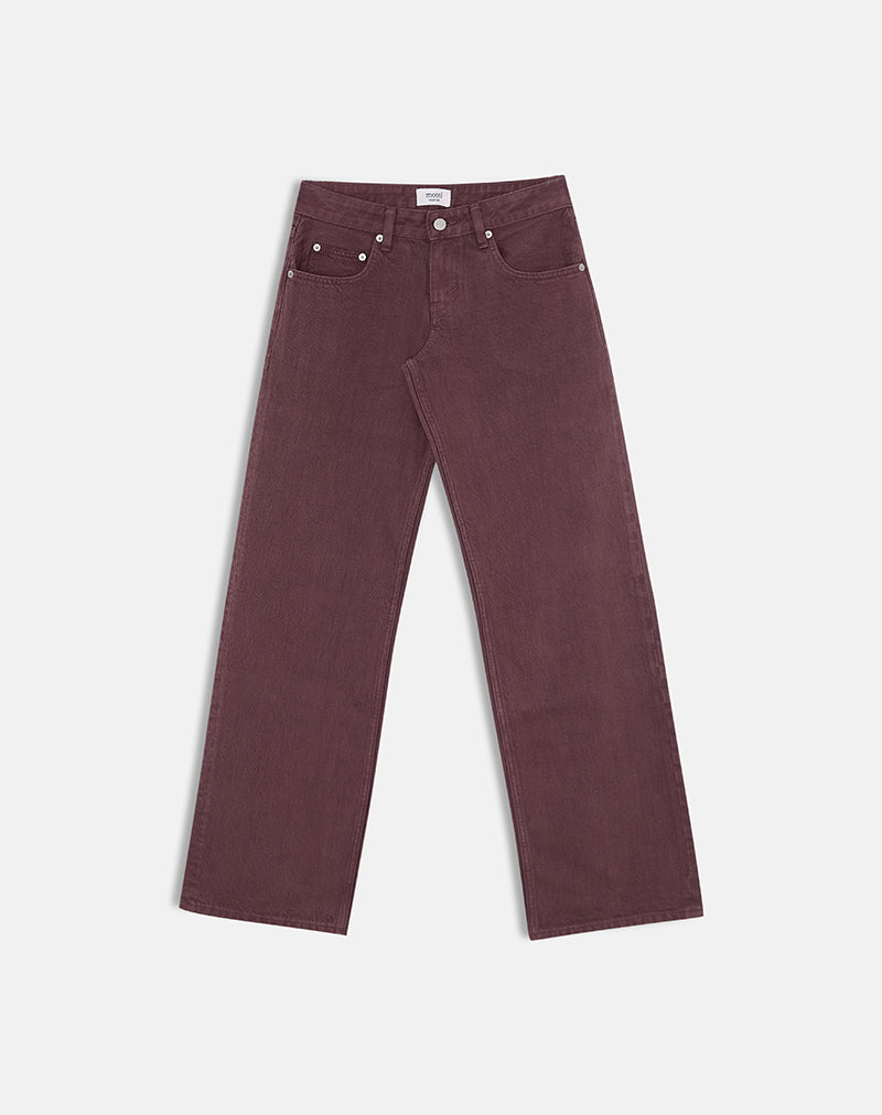 Low Rise Parallel Jeans in Burgundy