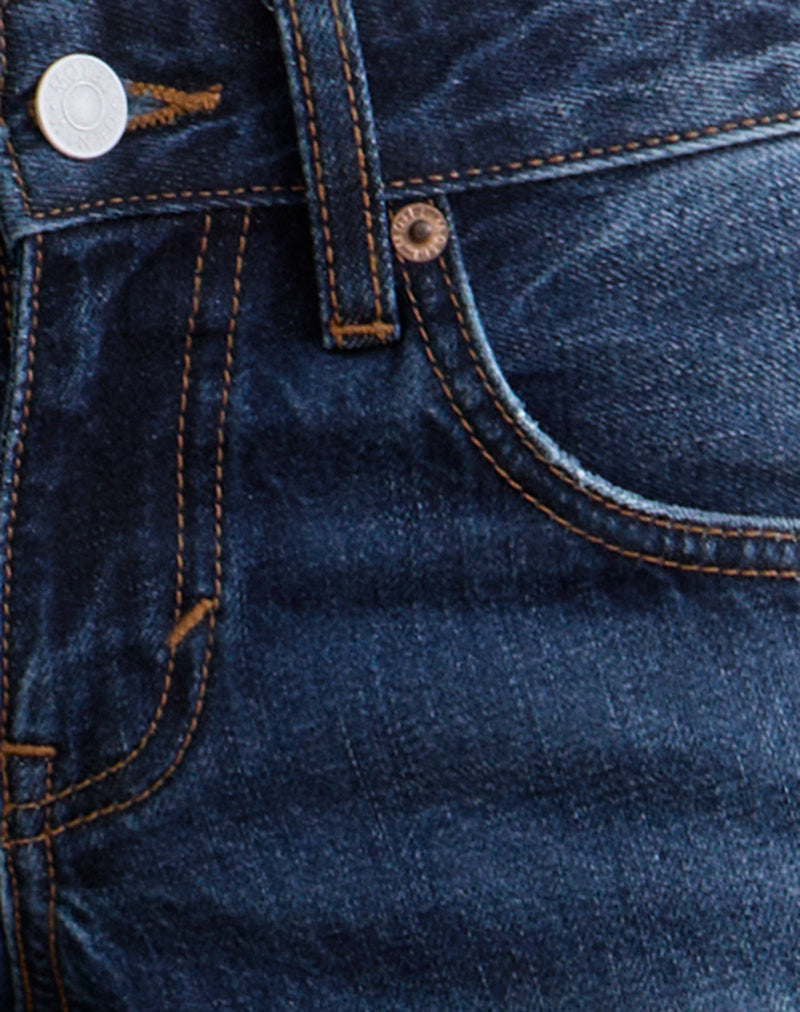 Low Rise Parallel Jeans in Dark Blue