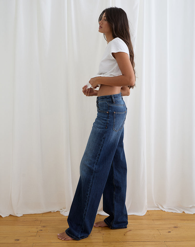 Low Rise Parallel Jeans in Dark Blue