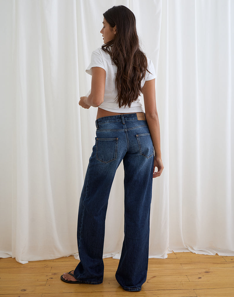 Low Rise Parallel Jeans in Dark Blue