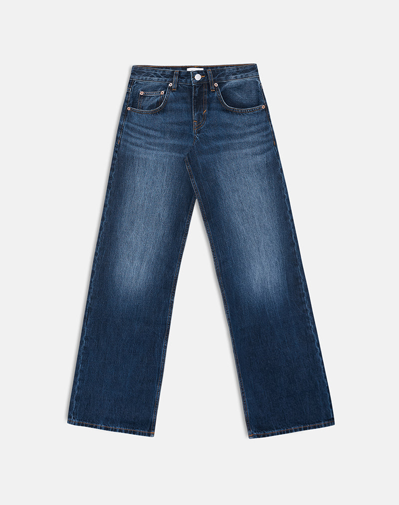 Low Rise Parallel Jeans in Dark Blue
