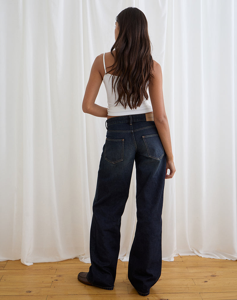 Low Rise Parallel Jeans in Dark Green Tint
