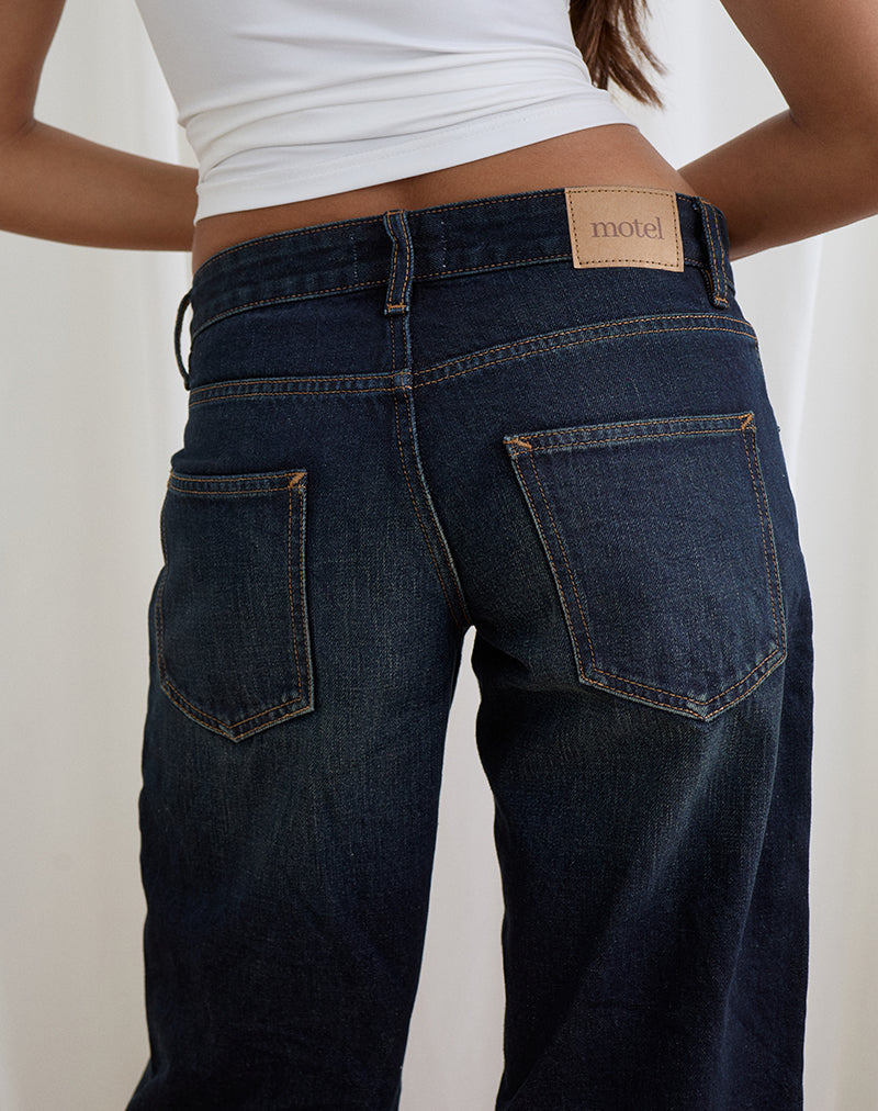 Low Rise Parallel Jeans in Dark Green Tint