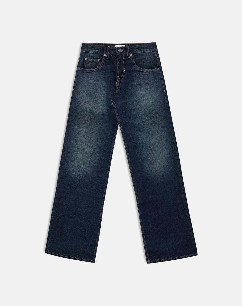 Low Rise Parallel Jeans in Dark Green Tint