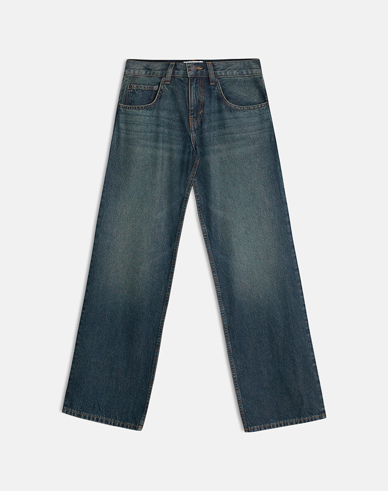 Low Rise Parallel Jeans in Dirty Green