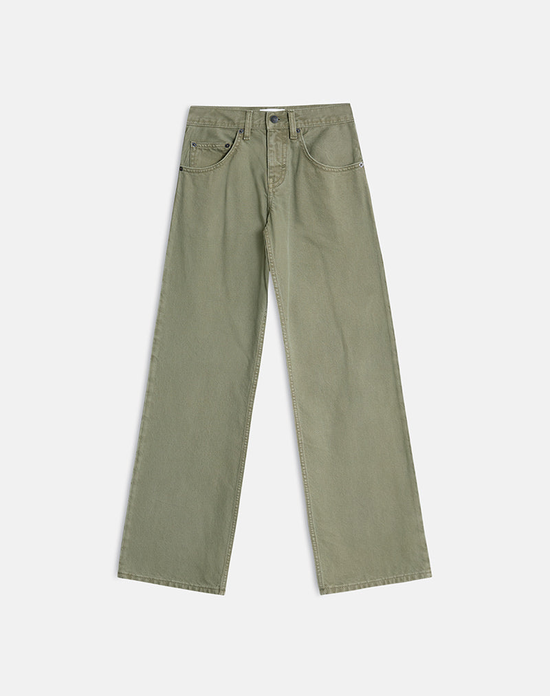 Low Rise Parallel Jeans in Fern Green