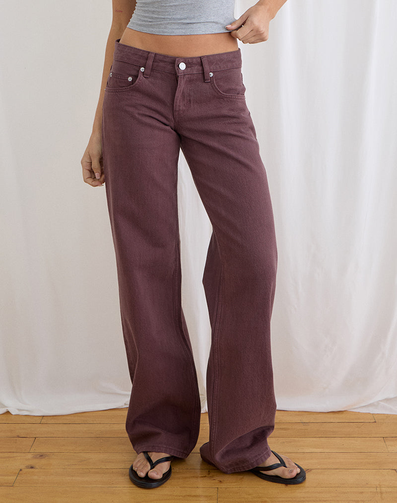 Low Rise Parallel Jeans in Burgundy