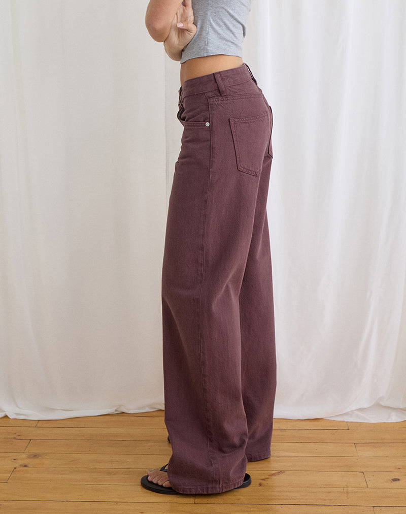 Low Rise Parallel Jeans in Burgundy