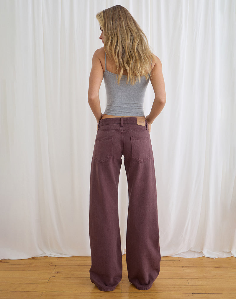 Low Rise Parallel Jeans in Burgundy