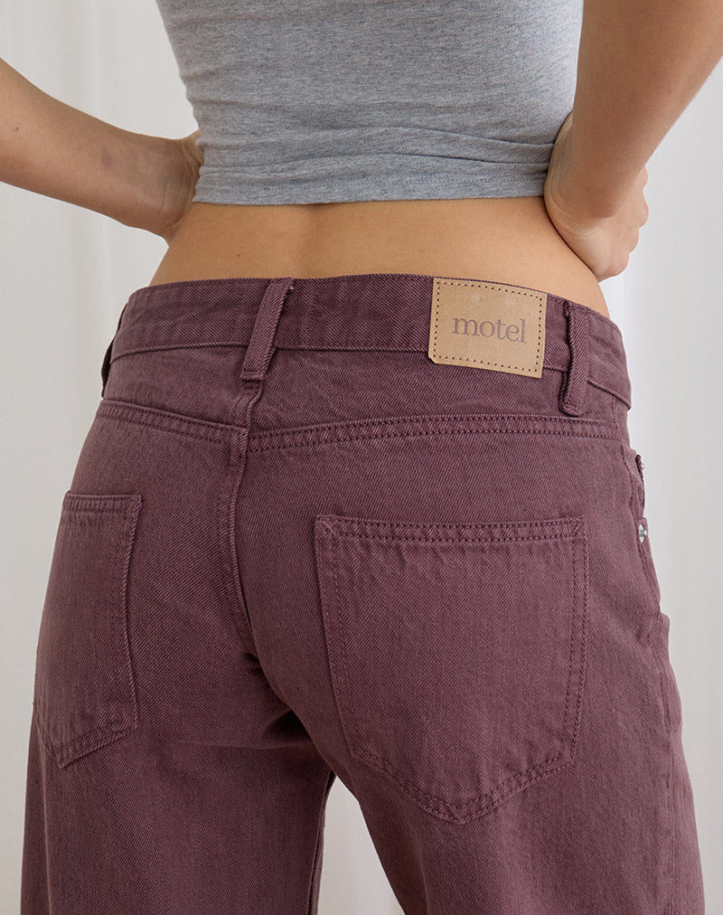 Low Rise Parallel Jeans in Burgundy