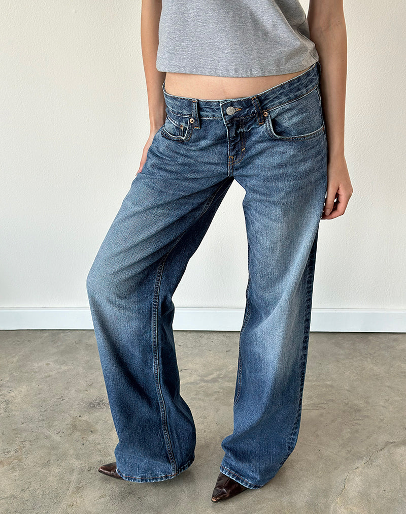 Low Rise Parallel Jeans in Timeworn Blue