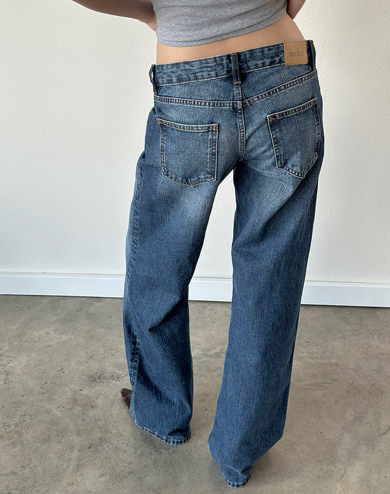 Low Rise Parallel Jeans in Timeworn Blue
