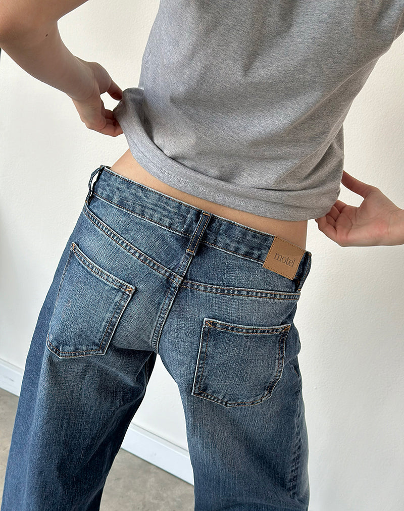 Low Rise Parallel Jeans in Timeworn Blue