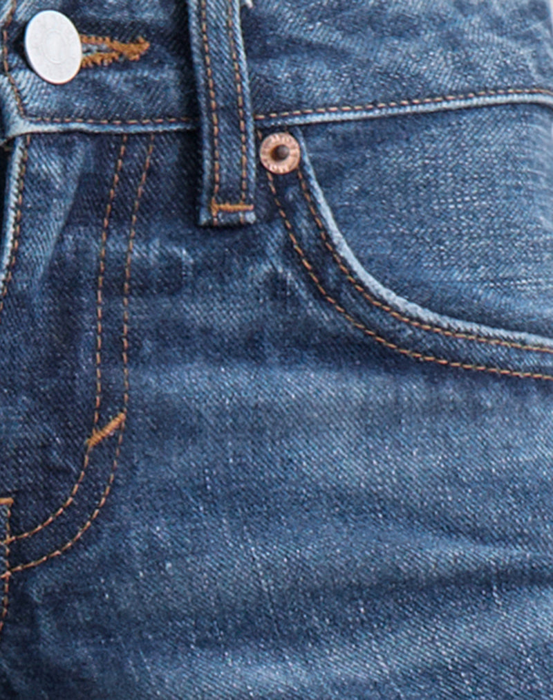 Low Rise Parallel Jeans in Timeworn Blue