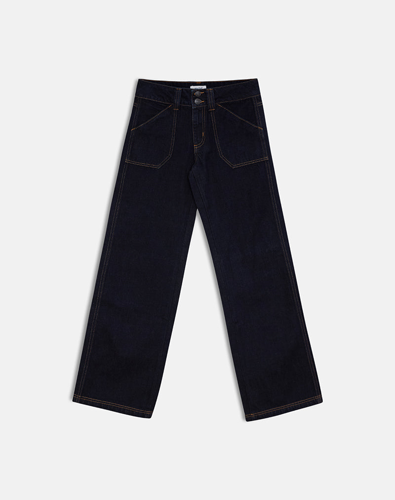 Low Rise Relaxed Cargo Jeans in Indigo