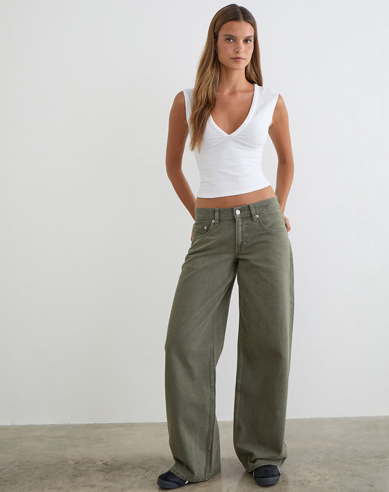 Low Rise Roomy Jeans in Olive