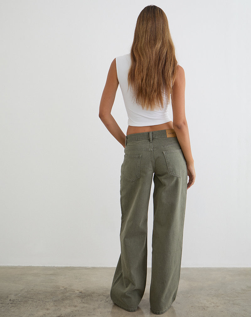 Low Rise Roomy Jeans in Olive