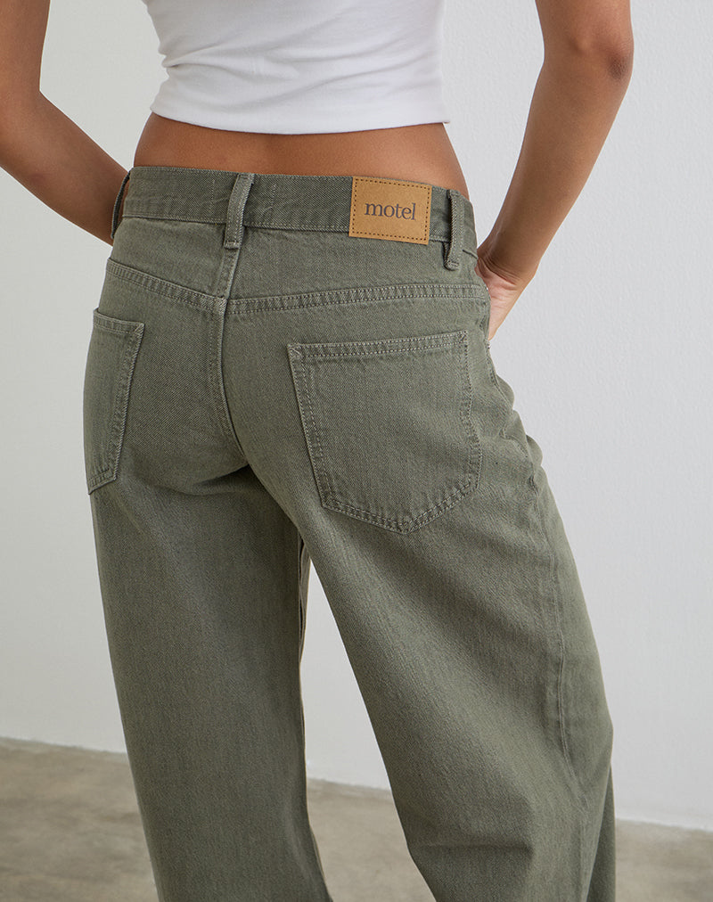 Low Rise Roomy Jeans in Olive