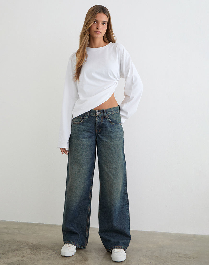 Low Rise Roomy Jeans in Dirty Green