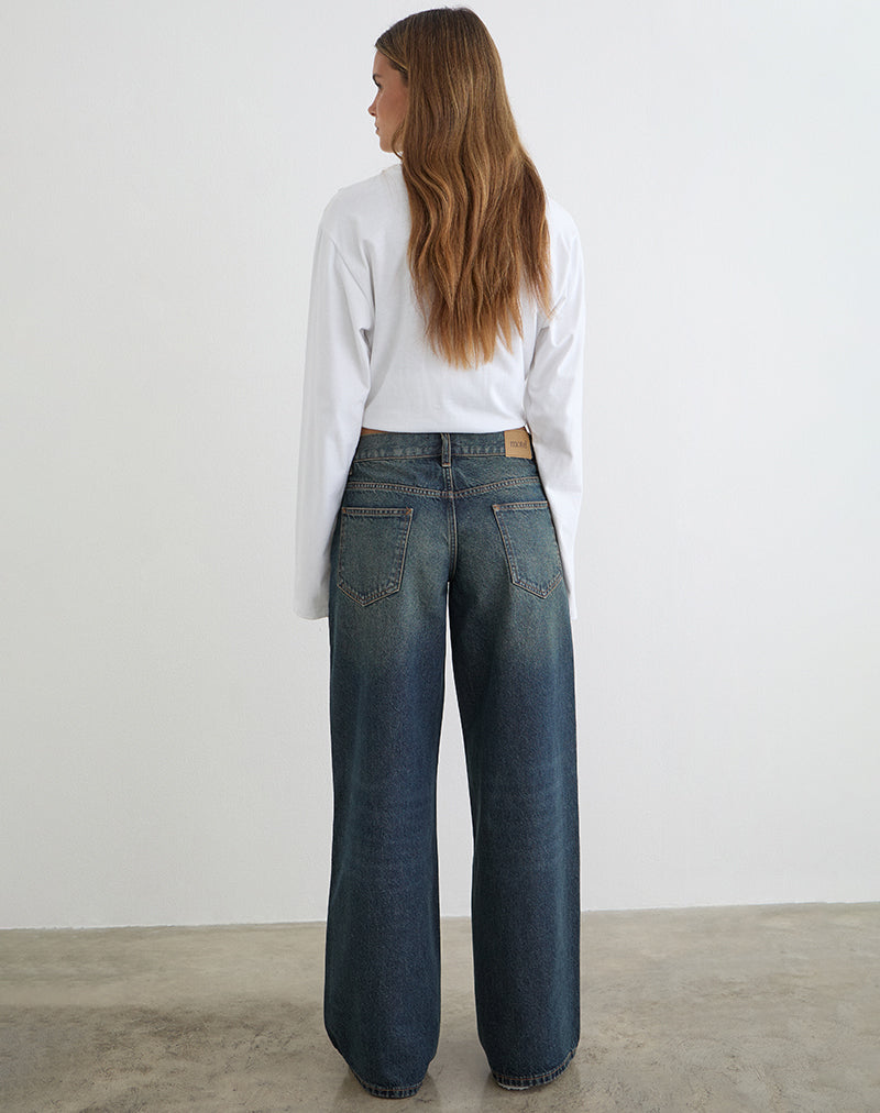 Low Rise Roomy Jeans in Dirty Green
