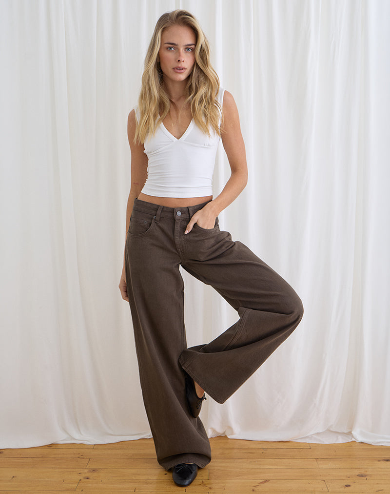 Low Rise Roomy Jeans in Dark Chocolate
