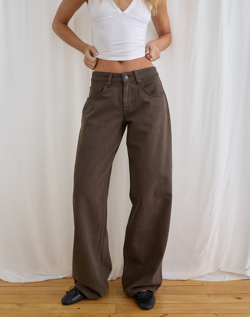 Low Rise Roomy Jeans in Dark Chocolate
