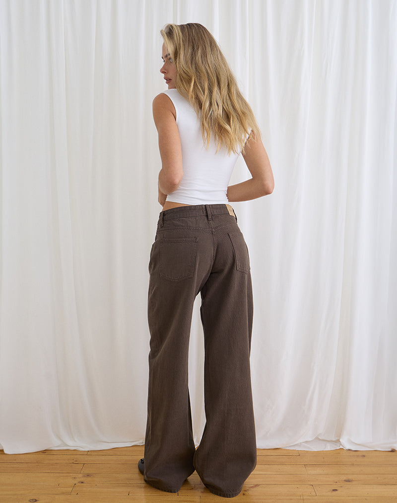 Low Rise Roomy Jeans in Dark Chocolate