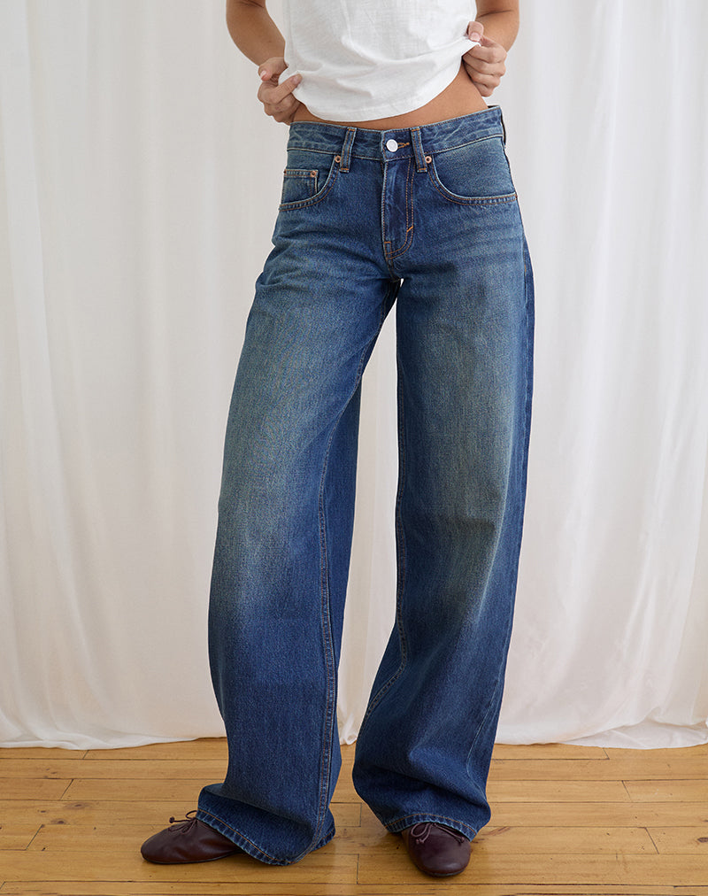 Low Rise Roomy Jeans in Mid Blue Tint