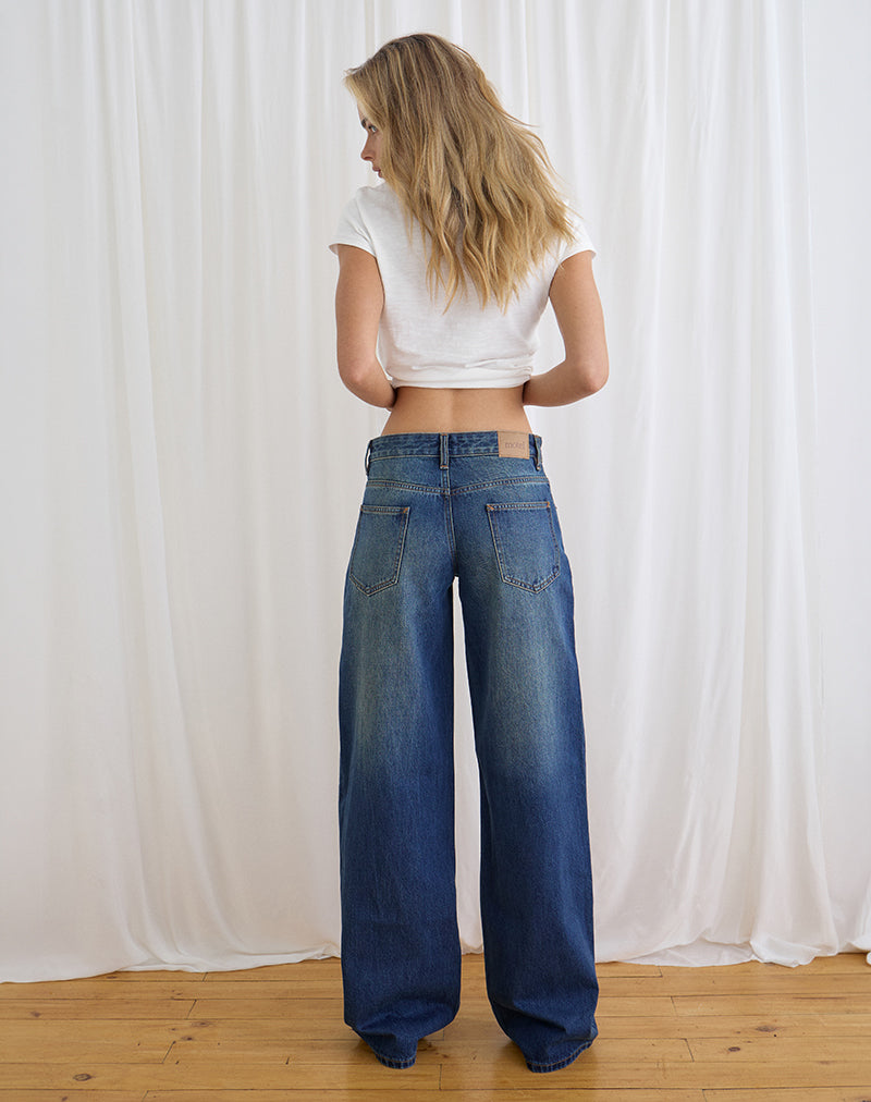 Low Rise Roomy Jeans in Mid Blue Tint
