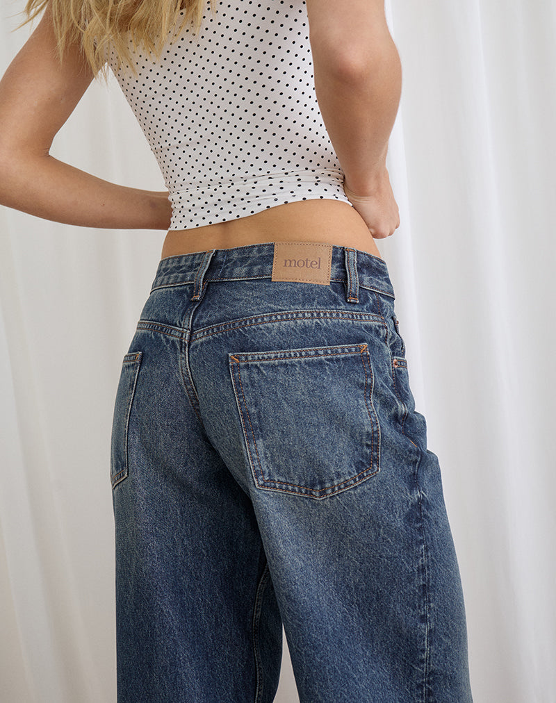Low Rise Roomy Jeans in Steel Blue