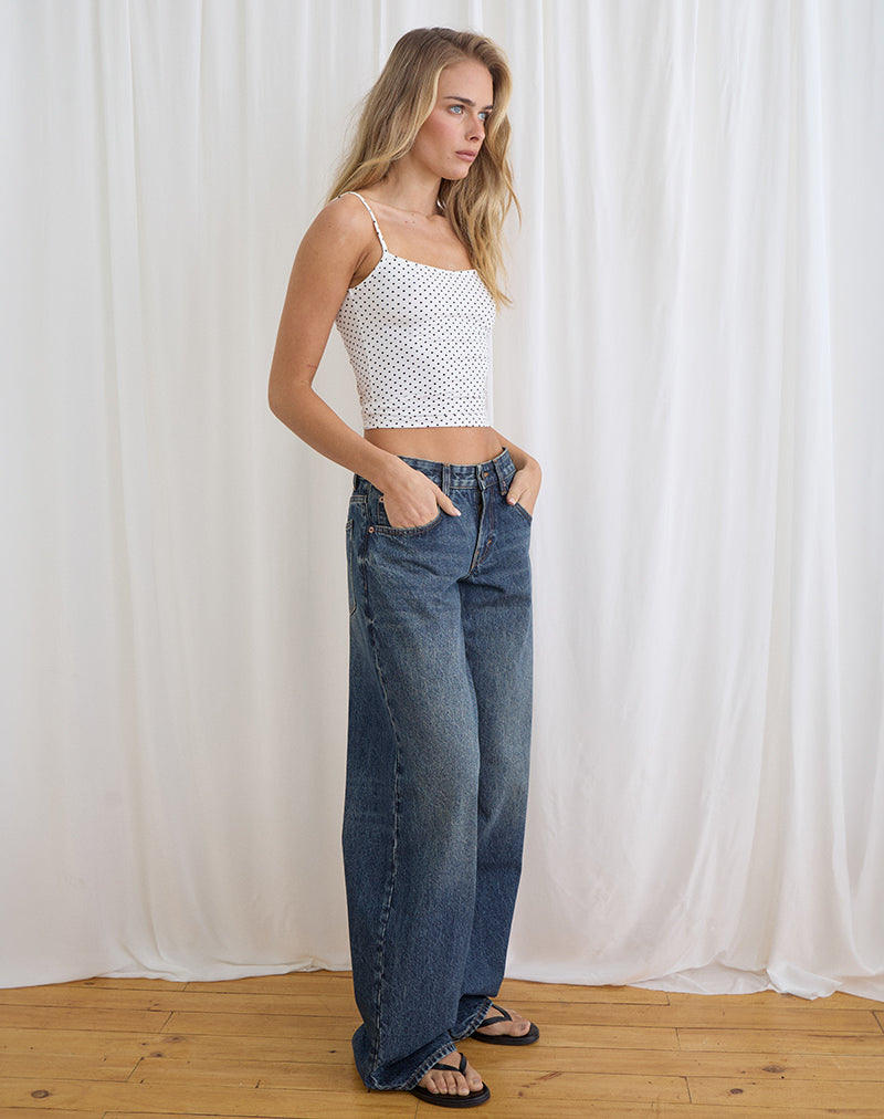 Low Rise Roomy Jeans in Steel Blue