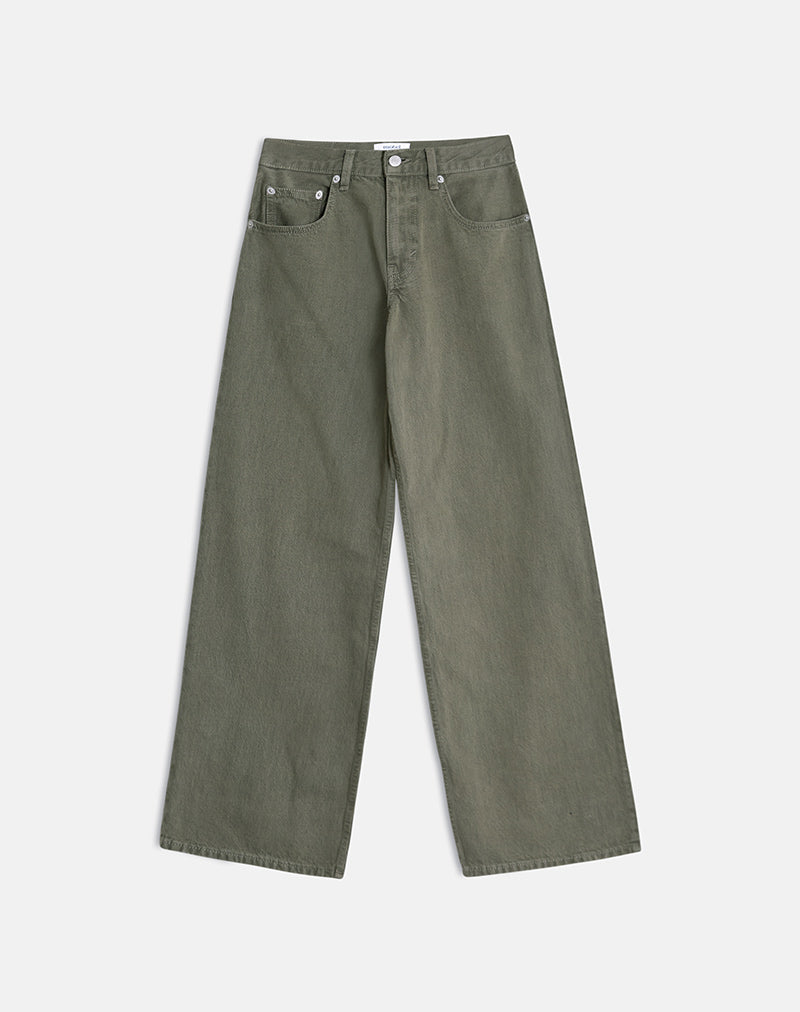 Low Rise Roomy Jeans in Olive
