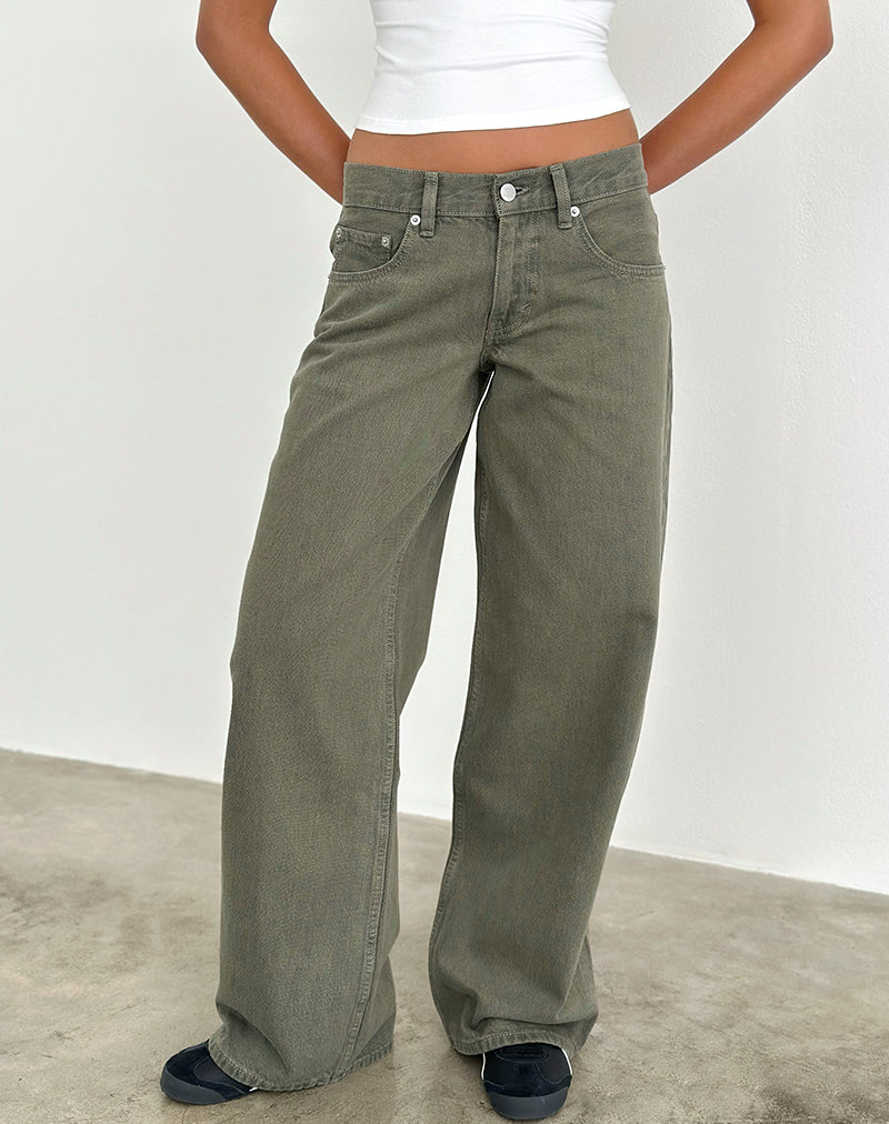 Low Rise Roomy Jeans in Olive