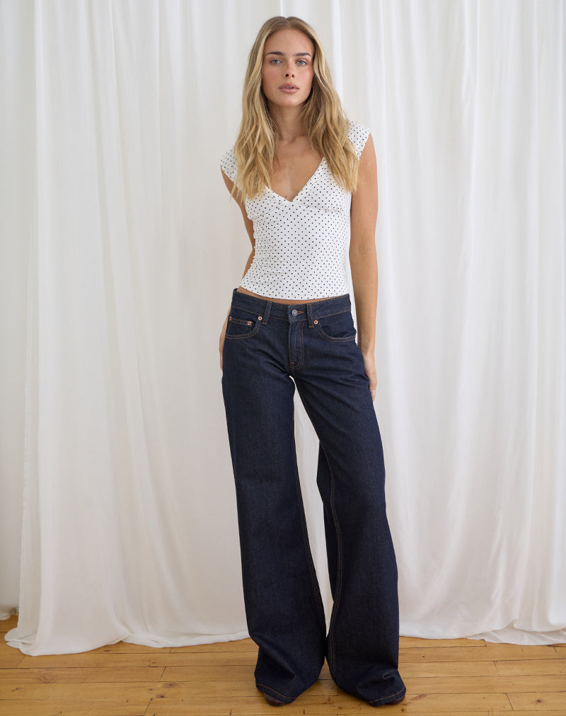 Low Rise Slouchy Flare Jeans in Indigo