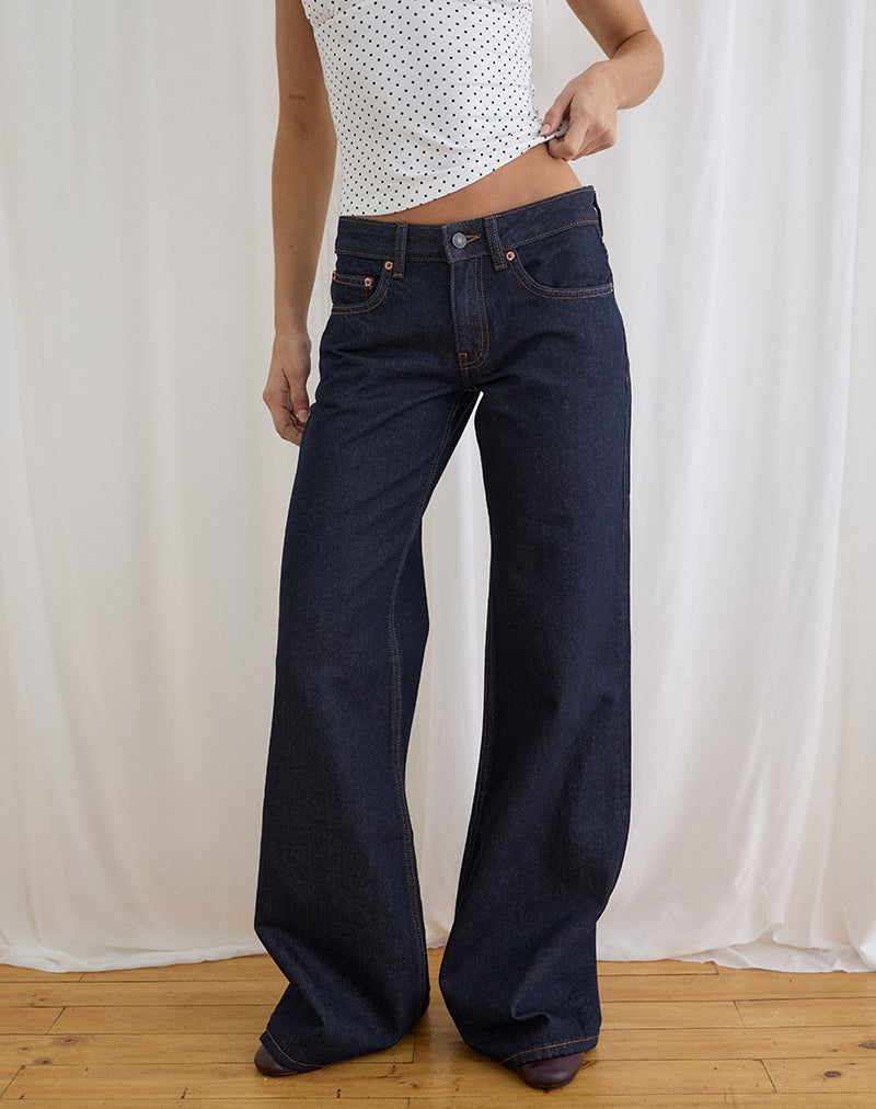 Low Rise Slouchy Flare Jeans in Indigo