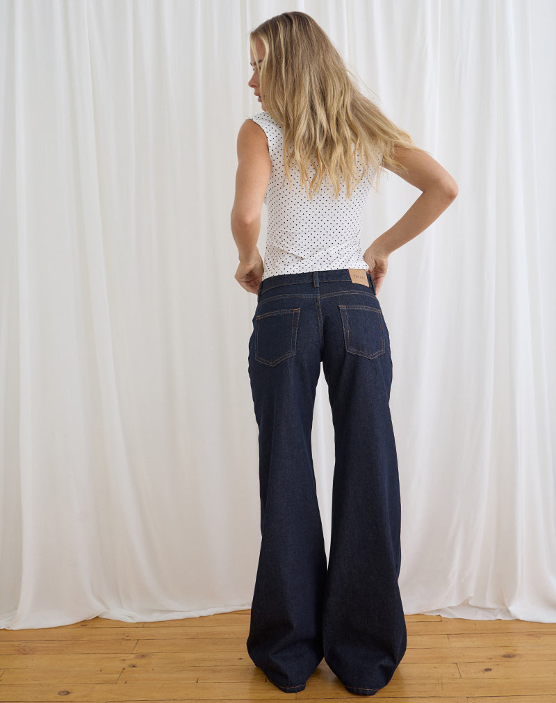 Low Rise Slouchy Flare Jeans in Indigo