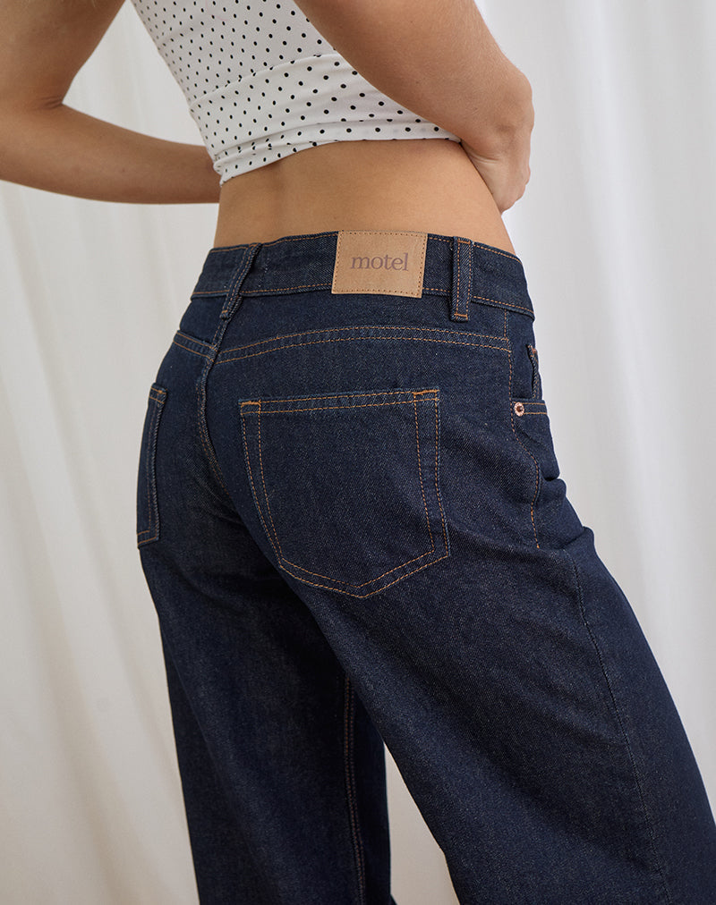 Low Rise Slouchy Flare Jeans in Indigo