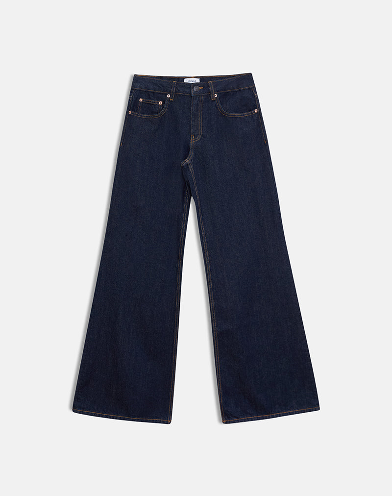 Low Rise Slouchy Flare Jeans in Indigo