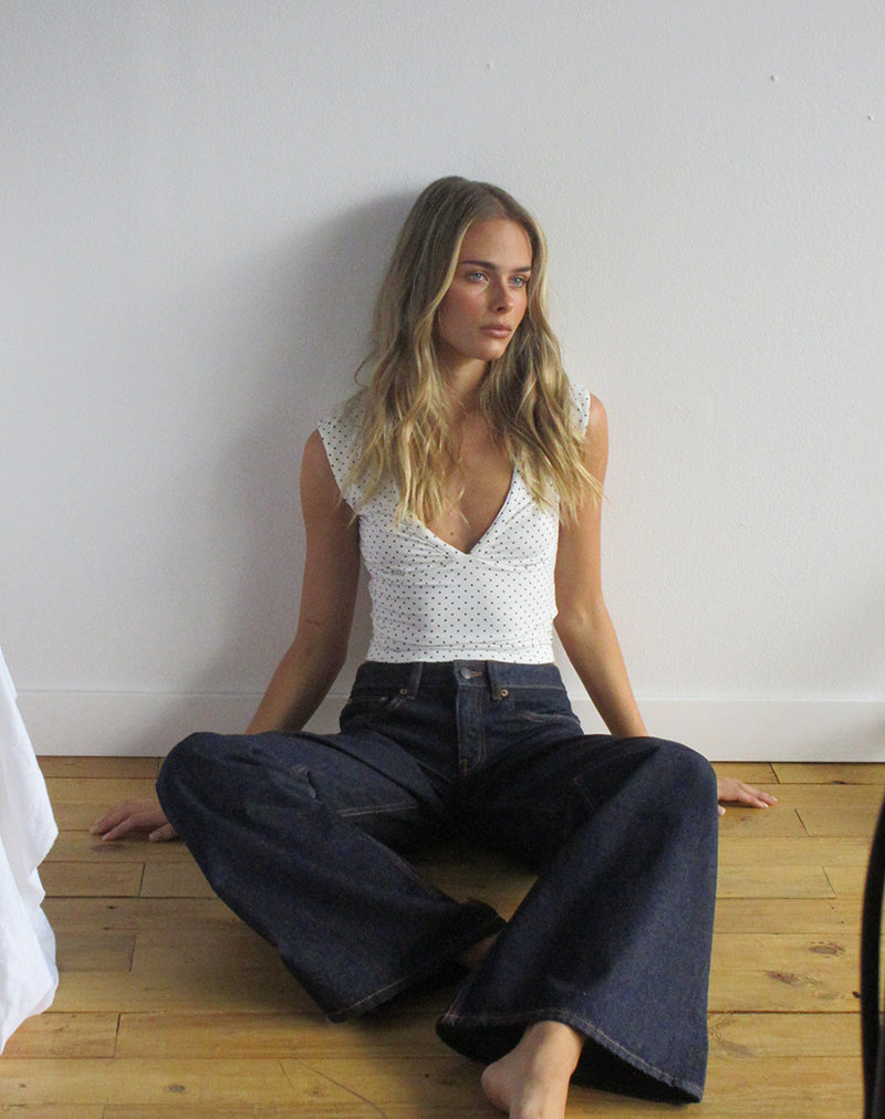 Low Rise Slouchy Flare Jeans in Indigo