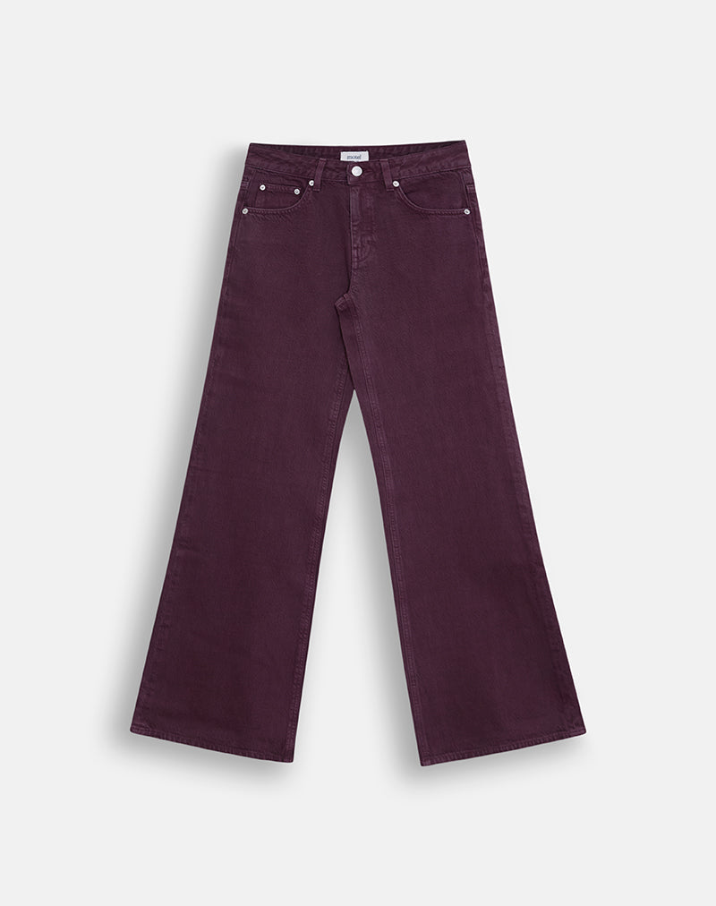 Low Rise Slouchy Flare Jeans in Pinot Noir