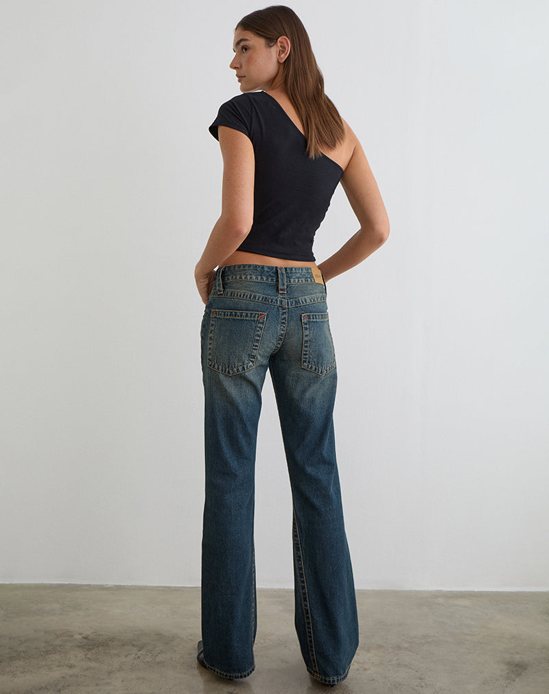 Low Rise Twisted Seam Jeans in Dirty Green