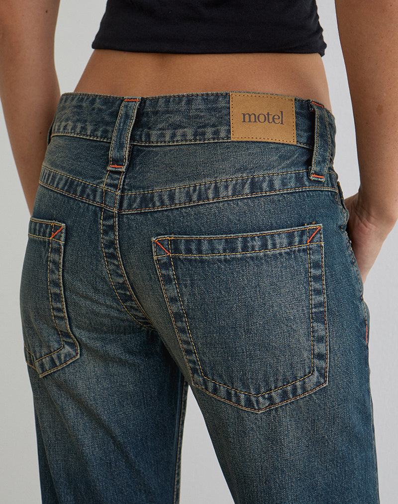 Low Rise Twisted Seam Jeans in Dirty Green