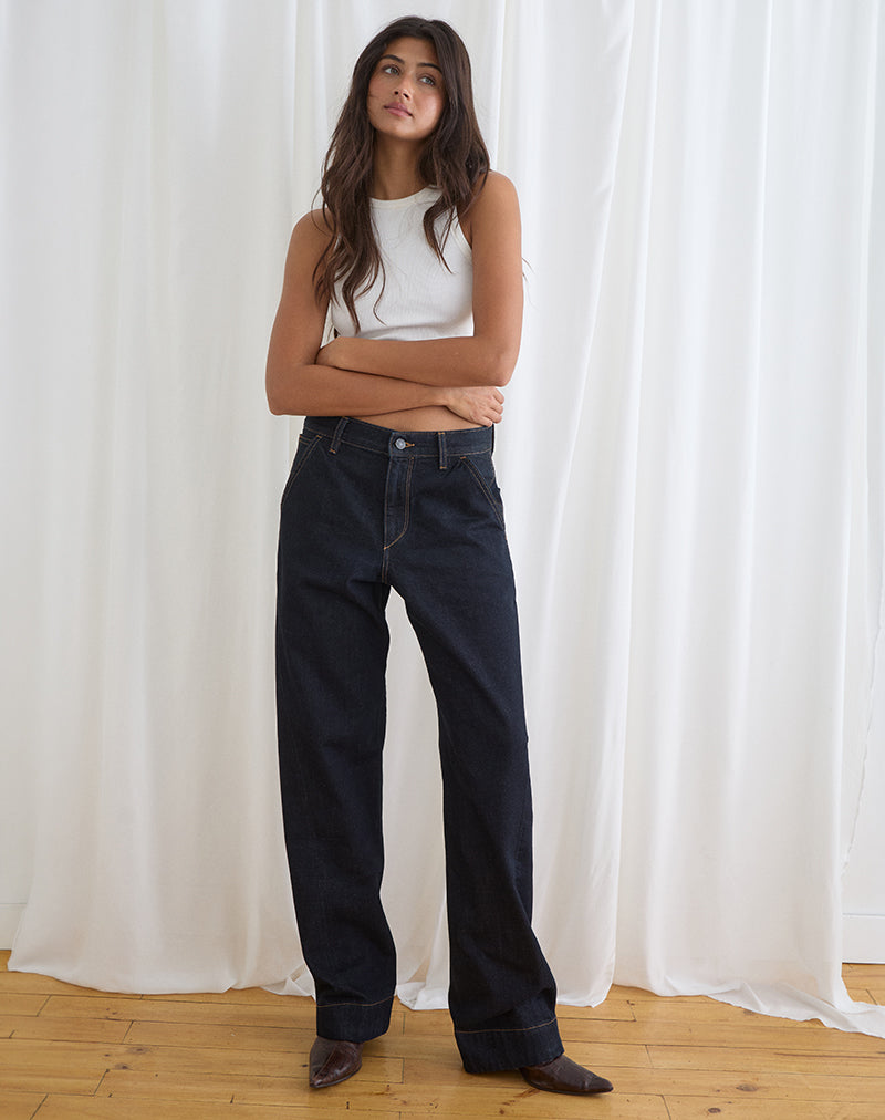 Low Rise Cinch Twisted Seam Jean in Indigo