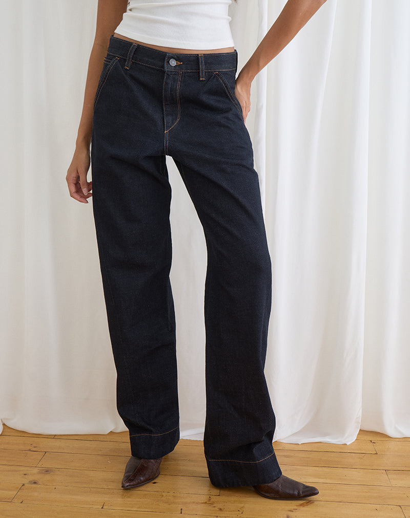 Low Rise Cinch Twisted Seam Jean in Indigo