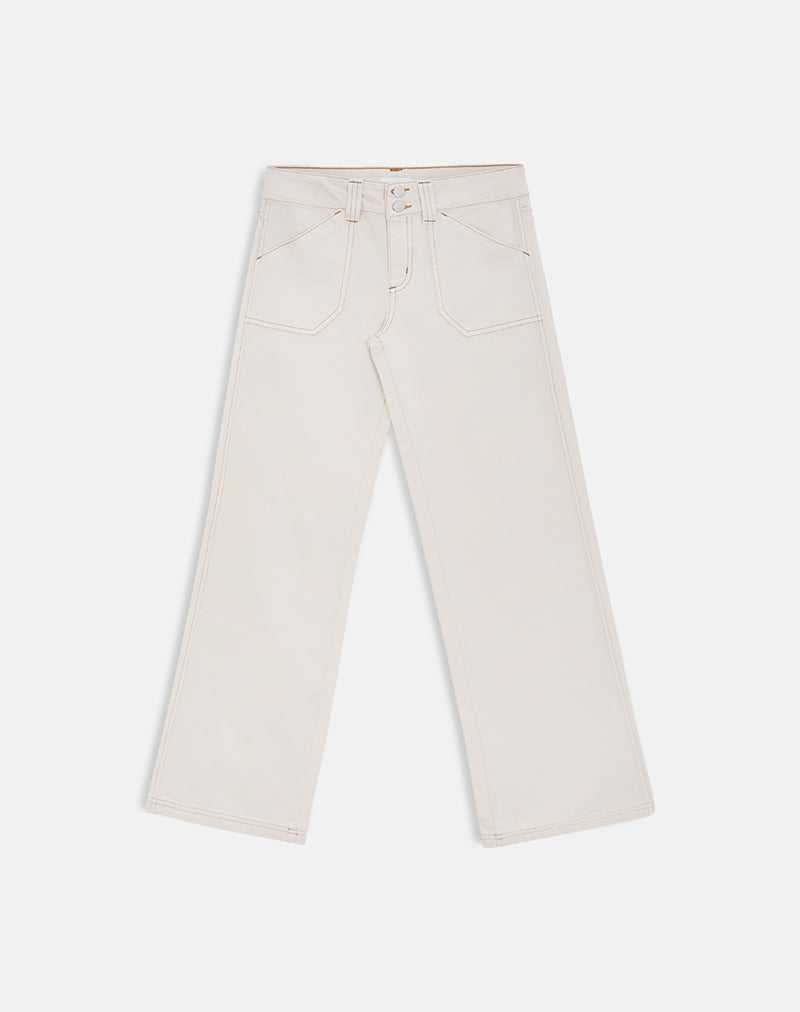 Low Rise Relaxed Cargo Jeans in Off White