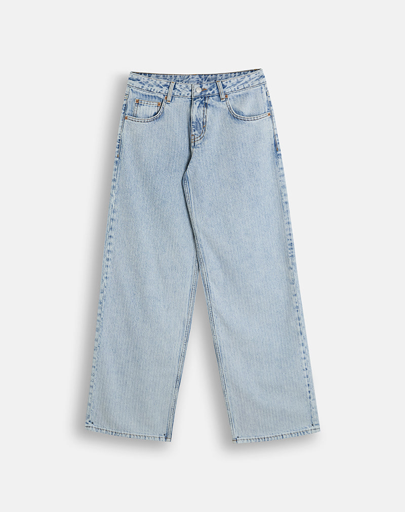 Low Rise Roomy Jeans in Stripe 80s Light Blue Wash