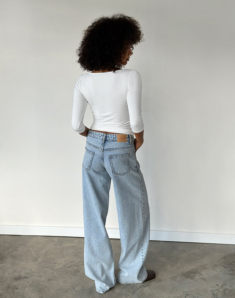 Low Rise Roomy Jeans in Stripe 80s Light Blue Wash